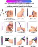 2020 New Rainbow Manicure Kits 18 Pcs Nail Clippers for Women Gift SFYDOM Women's Rainbow Leather Manicure Set (18-RainbowManicure Kits) - Image 3